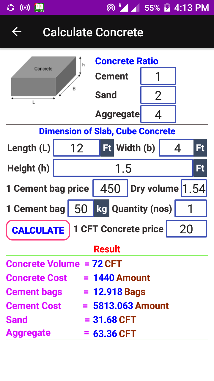 Concrete Calculator - Quantity of Concrete in Civilstudent.com